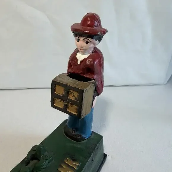 VTG Mechanical Cast Iron Jumping Monkey Coin Bank Works and in Good Condition!! - Picture 2 of 9